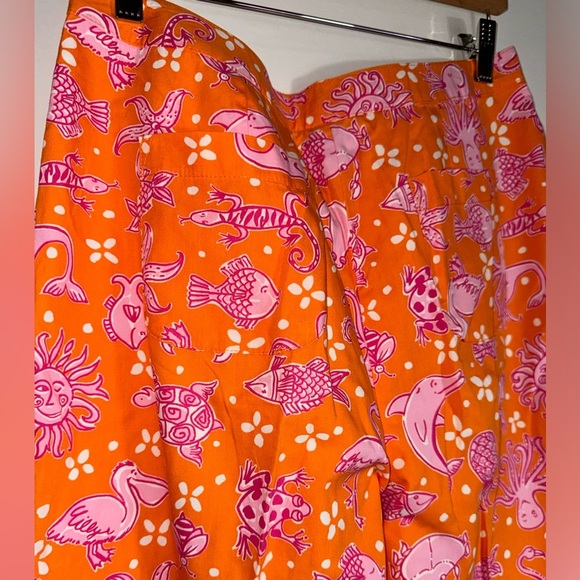 Lilly Pulitzer Orange Sea Animals Print Capri pants - Picture 3 of 8
